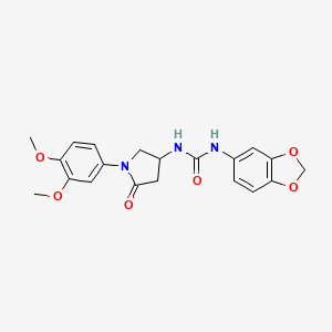 molecular formula C20H21N3O6 B2648765 1-(2H-1,3-benzodioxol-5-yl)-3-[1-(3,4-dimethoxyphenyl)-5-oxopyrrolidin-3-yl]urea CAS No. 877641-63-9