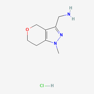 molecular formula C8H14ClN3O B2648770 盐酸(1-甲基-1,4,6,7-四氢吡喃并[4,3-c]吡唑-3-基)甲胺 CAS No. 2309465-60-7