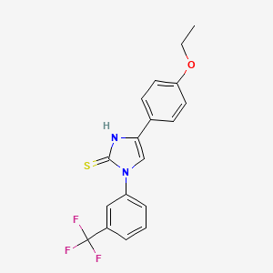 molecular formula C18H15F3N2OS B2648772 5-(4-ethoxyphenyl)-3-[3-(trifluoromethyl)phenyl]-1H-imidazole-2-thione CAS No. 688791-37-9