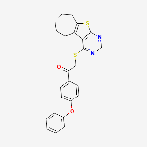 1-(4-Phenoxyphenyl)-2-{8-thia-4,6-diazatricyclo[7.5.0.0^{2,7}]tetradeca-1(9),2,4,6-tetraen-3-ylsulfanyl}ethan-1-one