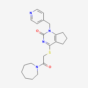 molecular formula C21H26N4O2S B2648787 4-((2-(azepan-1-yl)-2-oxoethyl)thio)-1-(pyridin-4-ylmethyl)-6,7-dihydro-1H-cyclopenta[d]pyrimidin-2(5H)-one CAS No. 932961-99-4