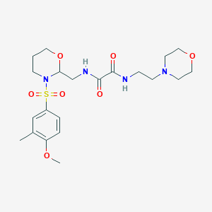 molecular formula C21H32N4O7S B2648793 N1-((3-((4-甲氧基-3-甲基苯基)磺酰基)-1,3-恶唑烷-2-基)甲基)-N2-(2-吗啉乙基)草酰胺 CAS No. 872986-12-4