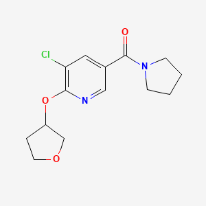 molecular formula C14H17ClN2O3 B2648794 (5-Chloro-6-((tetrahydrofuran-3-yl)oxy)pyridin-3-yl)(pyrrolidin-1-yl)methanone CAS No. 1904343-68-5