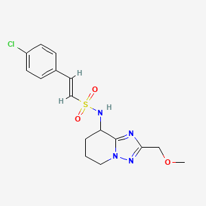 molecular formula C16H19ClN4O3S B2648796 (E)-2-(4-Chlorophenyl)-N-[2-(methoxymethyl)-5,6,7,8-tetrahydro-[1,2,4]triazolo[1,5-a]pyridin-8-yl]ethenesulfonamide CAS No. 2111914-12-4