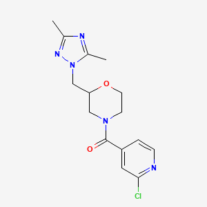 molecular formula C15H18ClN5O2 B2648798 (2-Chloropyridin-4-yl)-[2-[(3,5-dimethyl-1,2,4-triazol-1-yl)methyl]morpholin-4-yl]methanone CAS No. 1436062-00-8