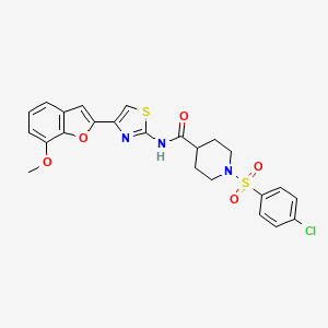 1-((4-chlorophenyl)sulfonyl)-N-(4-(7-methoxybenzofuran-2-yl)thiazol-2-yl)piperidine-4-carboxamide