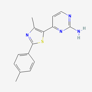 molecular formula C15H14N4S B2648827 4-[4-Methyl-2-(4-methylphenyl)-1,3-thiazol-5-yl]pyrimidin-2-amine CAS No. 499795-99-2
