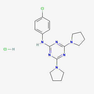 molecular formula C17H22Cl2N6 B2648854 盐酸 N-(4-氯苯基)-4,6-二(吡咯烷-1-基)-1,3,5-三嗪-2-胺 CAS No. 1179479-34-5