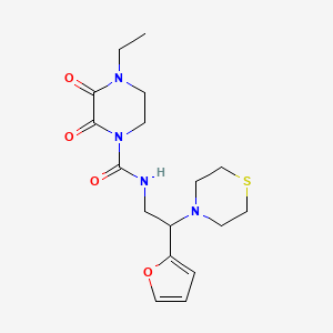 molecular formula C17H24N4O4S B2648858 4-乙基-N-(2-(呋喃-2-基)-2-硫代吗啉乙基)-2,3-二氧哌嗪-1-甲酰胺 CAS No. 2034572-24-0
