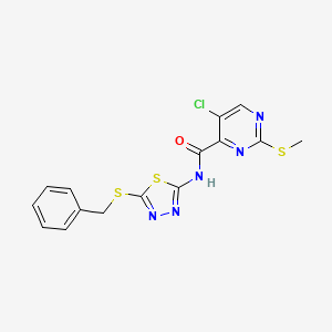 molecular formula C15H12ClN5OS3 B2648864 N-[5-(benzylsulfanyl)-1,3,4-thiadiazol-2-yl]-5-chloro-2-(methylsulfanyl)pyrimidine-4-carboxamide CAS No. 835898-20-9