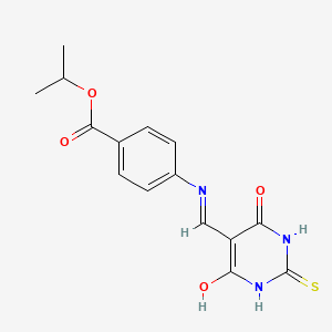molecular formula C15H15N3O4S B2648867 isopropyl 4-(((4,6-dioxo-2-thioxotetrahydropyrimidin-5(2H)-ylidene)methyl)amino)benzoate CAS No. 1021262-52-1