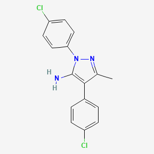 molecular formula C16H13Cl2N3 B2648868 1,4-bis(4-chlorophenyl)-3-methyl-1H-pyrazol-5-amine CAS No. 321391-75-7
