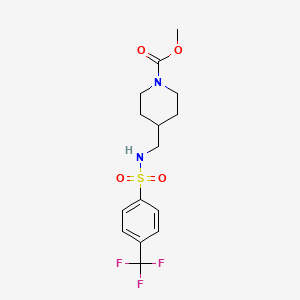 molecular formula C15H19F3N2O4S B2648869 Methyl 4-((4-(trifluoromethyl)phenylsulfonamido)methyl)piperidine-1-carboxylate CAS No. 1234923-46-6