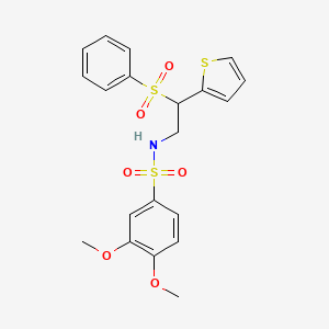 molecular formula C20H21NO6S3 B2648870 3,4-二甲氧基-N-[2-(苯磺酰基)-2-(2-噻吩基)乙基]苯磺酰胺 CAS No. 896341-19-8