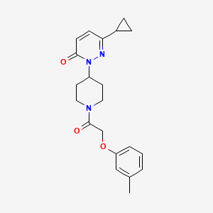 molecular formula C21H25N3O3 B2648884 6-Cyclopropyl-2-[1-[2-(3-methylphenoxy)acetyl]piperidin-4-yl]pyridazin-3-one CAS No. 2309734-27-6