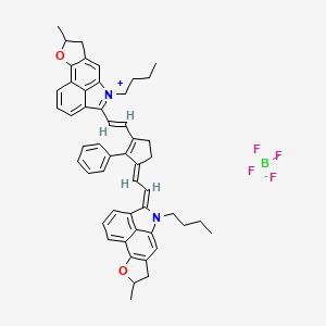 molecular formula C51H51BF4N2O2 B2648886 9-Butyl-10-[(E)-2-[(3E)-3-[(2E)-2-(9-butyl-4-methyl-3-oxa-9-azatetracyclo[6.6.1.02,6.011,15]pentadeca-1(14),2(6),7,11(15),12-pentaen-10-ylidene)ethylidene]-2-phenylcyclopenten-1-yl]ethenyl]-4-methyl-3-oxa-9-azoniatetracyclo[6.6.1.02,6.011,15]pentadeca-1,6,8(15),9,11,13-hexaene;tetrafluoroborate CAS No. 2413647-77-3