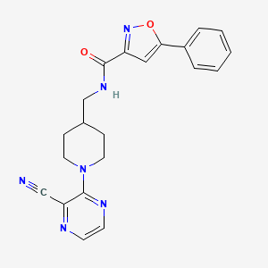 molecular formula C21H20N6O2 B2648899 N-((1-(3-cyanopyrazin-2-yl)piperidin-4-yl)methyl)-5-phenylisoxazole-3-carboxamide CAS No. 1796969-62-4