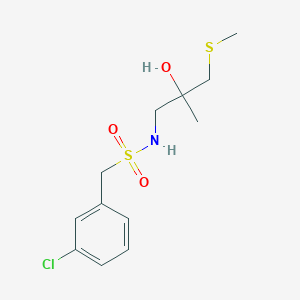 molecular formula C12H18ClNO3S2 B2648905 1-(3-chlorophenyl)-N-(2-hydroxy-2-methyl-3-(methylthio)propyl)methanesulfonamide CAS No. 1421531-40-9