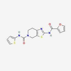 molecular formula C16H14N4O3S2 B2648916 2-(furan-2-carboxamido)-N-(thiophen-2-yl)-6,7-dihydrothiazolo[5,4-c]pyridine-5(4H)-carboxamide CAS No. 1396882-08-8