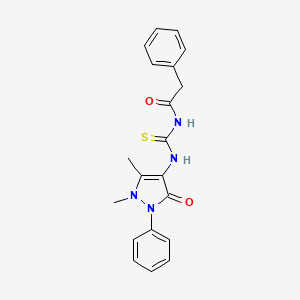 N-(((2,3-Dimethyl-5-oxo-1-phenyl(3-pyrazolin-4-YL))amino)thioxomethyl)-2-phenylethanamide