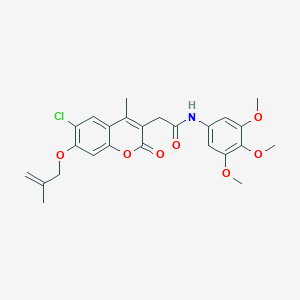 molecular formula C25H26ClNO7 B264893 2-{6-chloro-4-methyl-7-[(2-methyl-2-propenyl)oxy]-2-oxo-2H-chromen-3-yl}-N-(3,4,5-trimethoxyphenyl)acetamide 