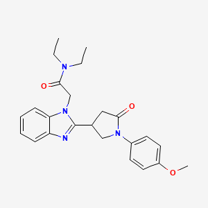 molecular formula C24H28N4O3 B2648942 N,N-diethyl-2-{2-[1-(4-methoxyphenyl)-5-oxopyrrolidin-3-yl]-1H-benzimidazol-1-yl}acetamide CAS No. 942862-87-5