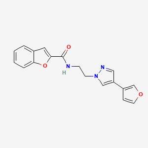 molecular formula C18H15N3O3 B2648947 N-(2-(4-(furan-3-yl)-1H-pyrazol-1-yl)ethyl)benzofuran-2-carboxamide CAS No. 2034375-85-2
