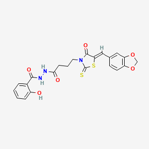 (Z)-N'-(4-(5-(benzo[d][1,3]dioxol-5-ylmethylene)-4-oxo-2-thioxothiazolidin-3-yl)butanoyl)-2-hydroxybenzohydrazide