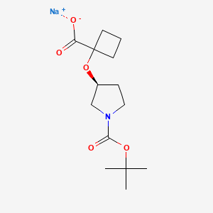 molecular formula C14H22NNaO5 B2648960 Sodium (R)-1-[1-(tert-butoxycarbonyl)pyrrolidin-3-yloxy]cyclobutanecarboxylate CAS No. 2197044-60-1