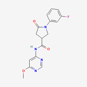 molecular formula C16H15FN4O3 B2648978 1-(3-fluorophenyl)-N-(6-methoxypyrimidin-4-yl)-5-oxopyrrolidine-3-carboxamide CAS No. 1396851-52-7