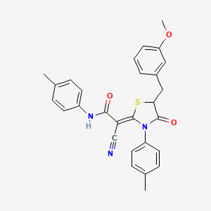 (Z)-2-cyano-2-(5-(3-methoxybenzyl)-4-oxo-3-(p-tolyl)thiazolidin-2-ylidene)-N-(p-tolyl)acetamide