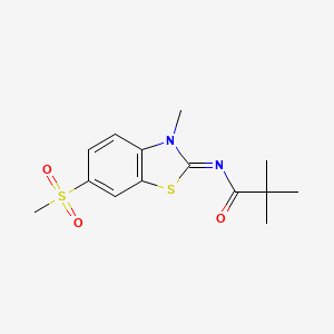 molecular formula C14H18N2O3S2 B2648985 (Z)-N-(3-methyl-6-(methylsulfonyl)benzo[d]thiazol-2(3H)-ylidene)pivalamide CAS No. 683237-35-6
