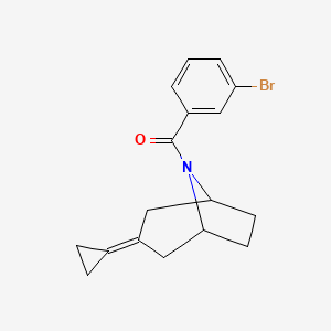 molecular formula C17H18BrNO B2648986 (3-溴苯基)((1R,5S)-3-环丙基亚甲基-8-氮杂双环[3.2.1]辛烷-8-基)甲苯酮 CAS No. 2309312-55-6