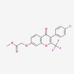 molecular formula C19H12ClF3O5 B2648992 甲基{[3-(4-氯苯基)-4-氧代-2-(三氟甲基)-4H-色满-7-基]氧基}乙酸酯 CAS No. 383901-22-2