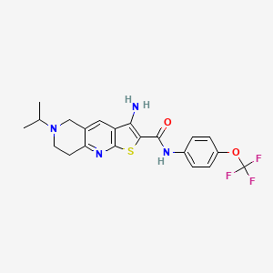 molecular formula C21H21F3N4O2S B2648995 3-氨基-6-丙烷-2-基-N-[4-(三氟甲氧基)苯基]-7,8-二氢-5H-噻吩并[2,3-b][1,6]萘啶-2-甲酰胺 CAS No. 728025-83-0