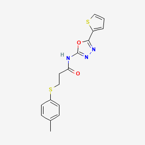 molecular formula C16H15N3O2S2 B2649002 N-(5-(thiophen-2-yl)-1,3,4-oxadiazol-2-yl)-3-(p-tolylthio)propanamide CAS No. 895468-25-4