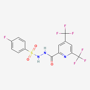 molecular formula C14H8F7N3O3S B2649010 N'-(4-fluorobenzenesulfonyl)-4,6-bis(trifluoromethyl)pyridine-2-carbohydrazide CAS No. 1092344-68-7