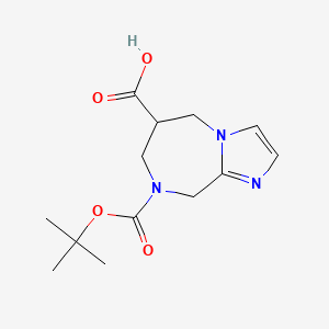 molecular formula C13H19N3O4 B2649011 8-[(2-甲基丙烷-2-基)氧羰基]-5,6,7,9-四氢咪唑并[1,2-a][1,4]二氮杂菲-6-羧酸 CAS No. 1251003-66-3