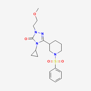 molecular formula C19H26N4O4S B2649019 4-cyclopropyl-1-(2-methoxyethyl)-3-(1-(phenylsulfonyl)piperidin-3-yl)-1H-1,2,4-triazol-5(4H)-one CAS No. 2194907-91-8