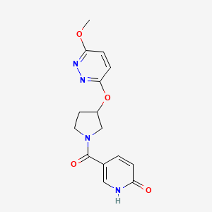 molecular formula C15H16N4O4 B2649025 5-(3-((6-甲氧基哒嗪-3-基)氧基)吡咯烷-1-羰基)吡啶-2(1H)-酮 CAS No. 2034582-04-0