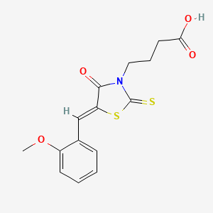 molecular formula C15H15NO4S2 B2649026 4-[(5Z)-5-(2-methoxybenzylidene)-4-oxo-2-thioxo-1,3-thiazolidin-3-yl]butanoic acid CAS No. 300826-68-0