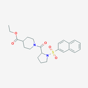 molecular formula C23H28N2O5S B264903 Ethyl 1-[1-(naphthalen-2-ylsulfonyl)prolyl]piperidine-4-carboxylate 