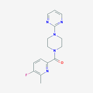 molecular formula C15H16FN5O B2649030 2-[4-(5-Fluoro-6-methylpyridine-2-carbonyl)piperazin-1-yl]pyrimidine CAS No. 2415598-85-3