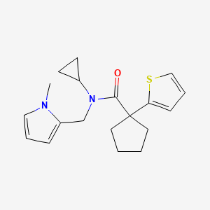 molecular formula C19H24N2OS B2649041 N-cyclopropyl-N-((1-methyl-1H-pyrrol-2-yl)methyl)-1-(thiophen-2-yl)cyclopentanecarboxamide CAS No. 1286728-00-4