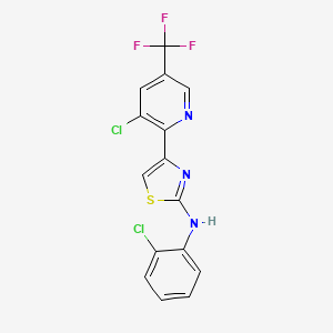 molecular formula C15H8Cl2F3N3S B2649044 4-[3-chloro-5-(trifluoromethyl)pyridin-2-yl]-N-(2-chlorophenyl)-1,3-thiazol-2-amine CAS No. 2061249-19-0