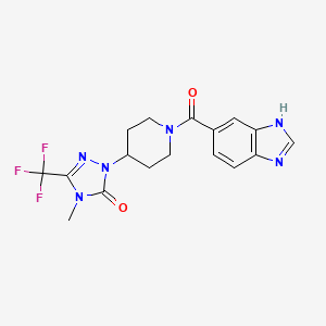 molecular formula C17H17F3N6O2 B2649059 1-(1-(1H-benzo[d]imidazole-5-carbonyl)piperidin-4-yl)-4-methyl-3-(trifluoromethyl)-1H-1,2,4-triazol-5(4H)-one CAS No. 2034511-19-6