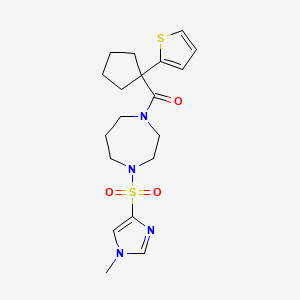 (4-((1-methyl-1H-imidazol-4-yl)sulfonyl)-1,4-diazepan-1-yl)(1-(thiophen-2-yl)cyclopentyl)methanone