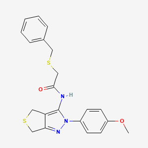 molecular formula C21H21N3O2S2 B2649065 2-benzylsulfanyl-N-[2-(4-methoxyphenyl)-4,6-dihydrothieno[3,4-c]pyrazol-3-yl]acetamide CAS No. 476458-25-0
