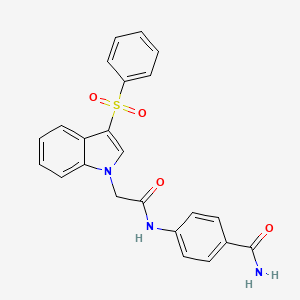 4-(2-(3-(phenylsulfonyl)-1H-indol-1-yl)acetamido)benzamide