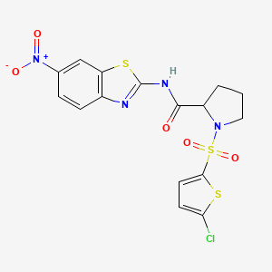 1-((5-chlorothiophen-2-yl)sulfonyl)-N-(6-nitrobenzo[d]thiazol-2-yl)pyrrolidine-2-carboxamide